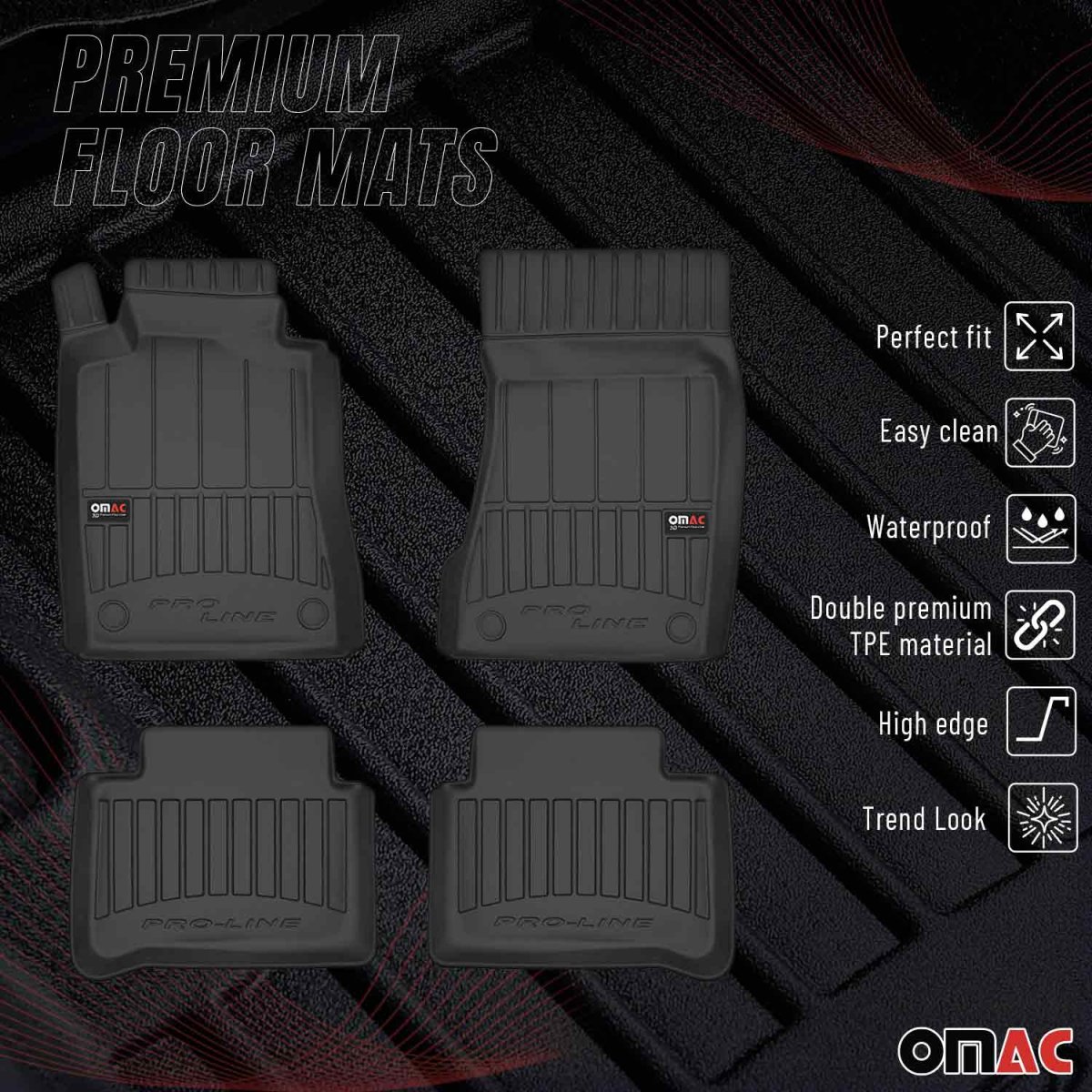 Mercedes E Class Floor Mat - Omac - Premium TPE - Black - '03-'09